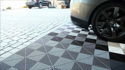 Example black and grey PLASTIC (PVC)  FLOOR TILES - HIGHEST QUALITY - 400mm x 400mm x 18mm