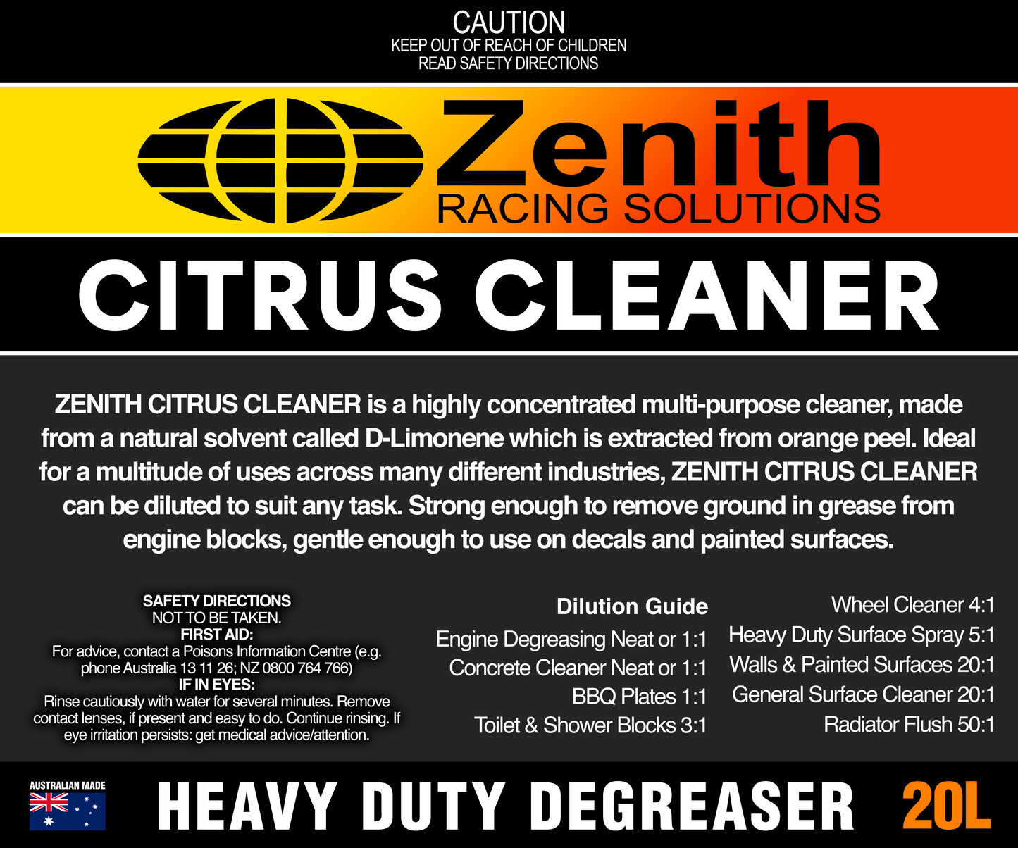 DEGREASER 20L - The Ultimate Heavy Duty Commercial Workshop Degreaser - by Zenith Racing Solutions